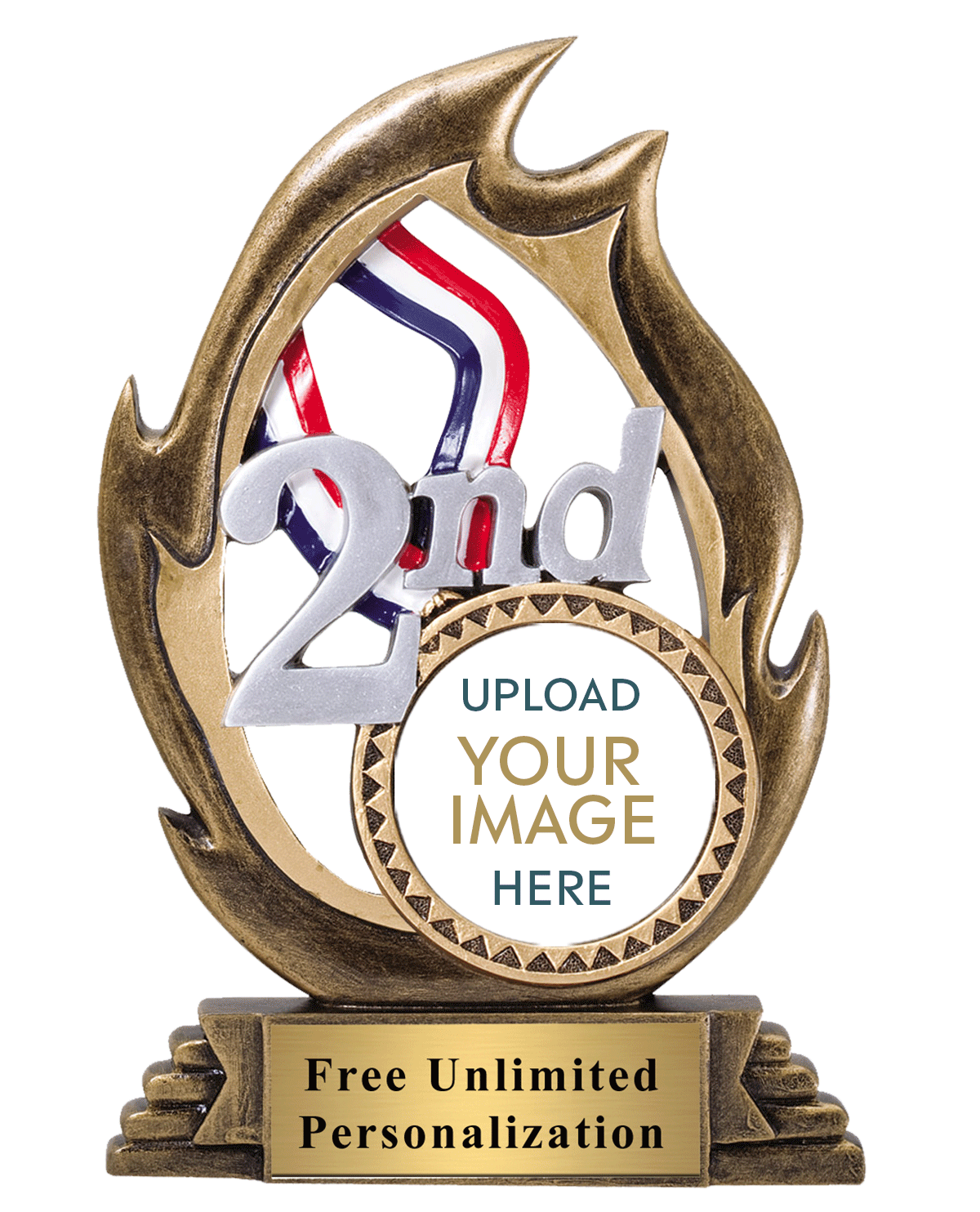 2nd Place Flame Custom Insert Trophy - Medals Award SKU: RFL52B-CM Medals Award 客製 - Medals Award 2nd Place Flame Custom Insert Trophy