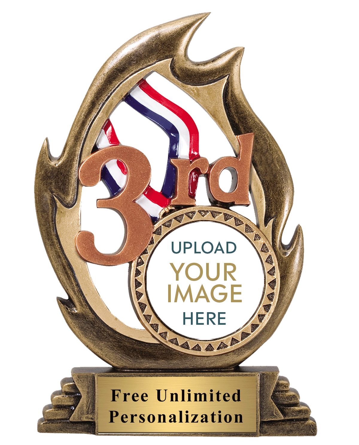3rd Place Flame Custom Insert Trophy - Medals Award SKU: RFL53B-CM Medals Award 客製 - Medals Award 3rd Place Flame Custom Insert Trophy
