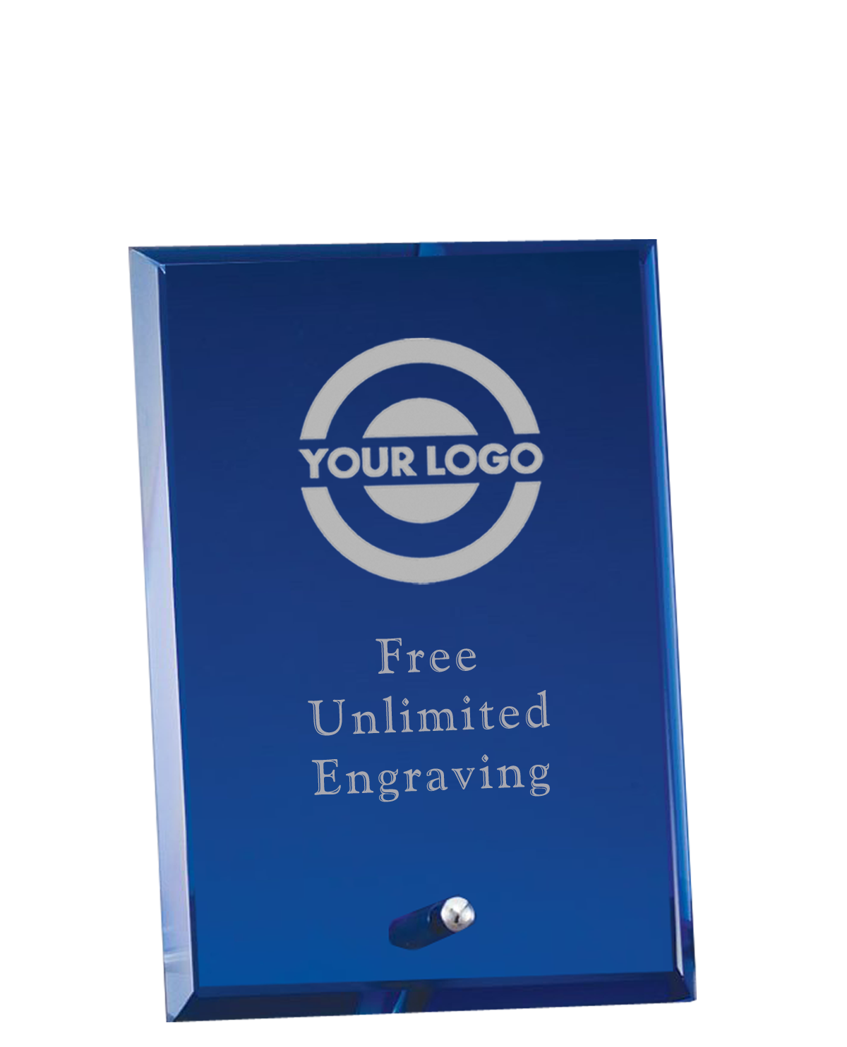 Laser Engraved Standing Blue Glass Plaque Medals Award