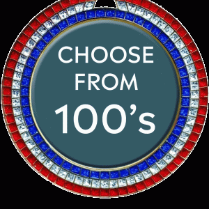 Bright Red White and Blue Gem Insert Medal