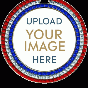Bright Red White and Blue Gem Custom Insert Medal Animated