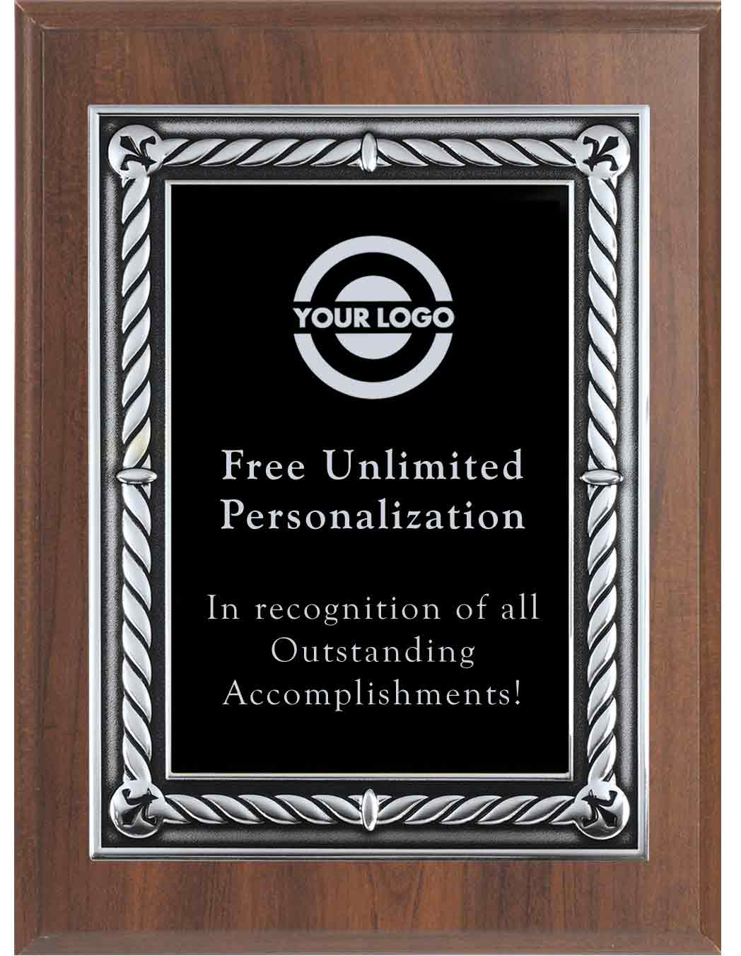 Laser Engraved Silver Rope Border Plaque - Medals Award