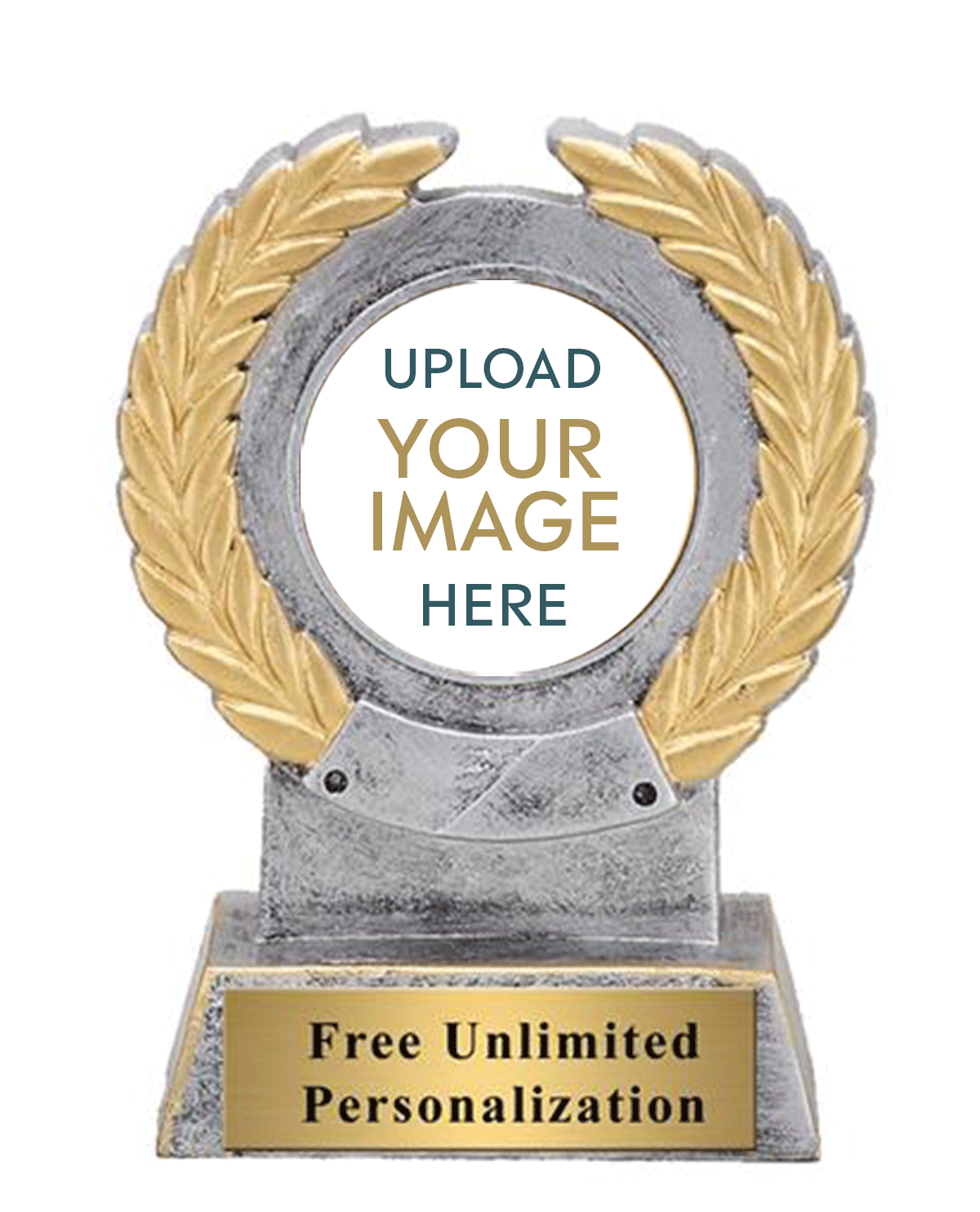 Silver and Gold Wreath Custom Insert Trophy - Medals Award SKU: RD583SG-CM Medals Award 客製 - Medals Award Silver and Gold Wreath Custom Insert Trophy